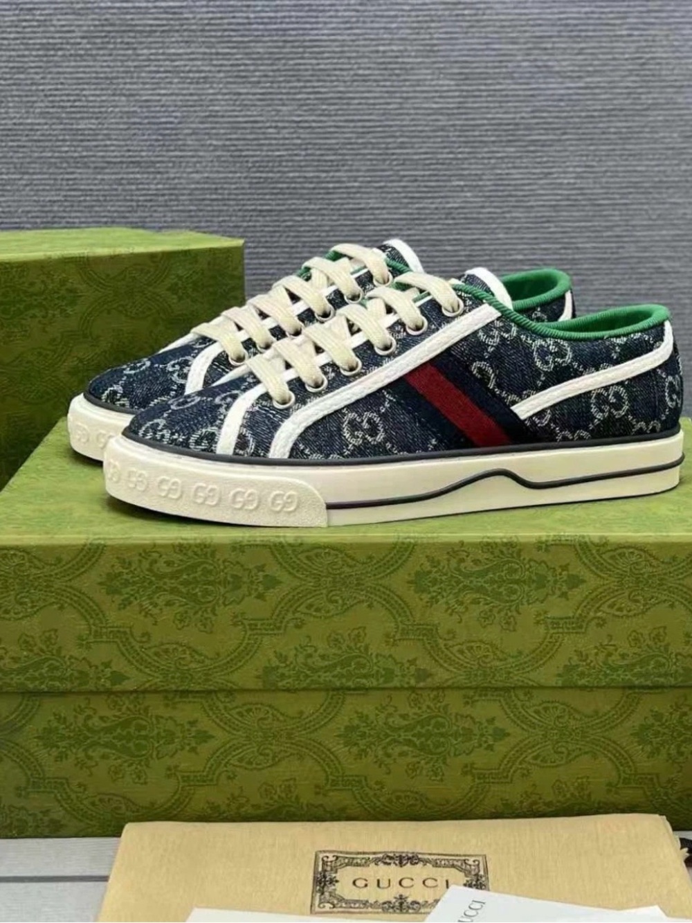 Gucci 1977 Series Denim Tennis Canvas Sneakers NIB Men 7 $800 Retail